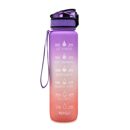 Motivations-Wasserflasche mit Zeitangaben