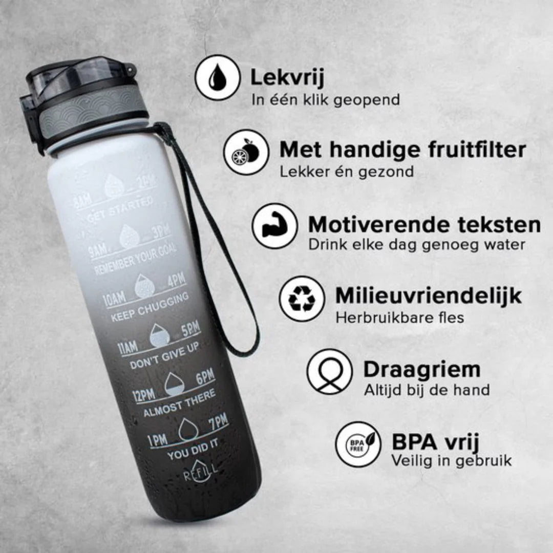 Motivations-Wasserflasche mit Zeitangaben