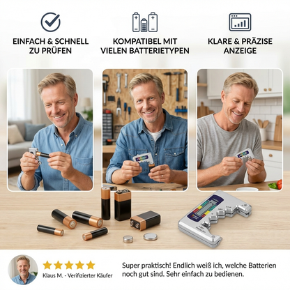 Digitaler Batterie-Tester mit LCD-Display – Kapazitätsprüfer für AA, AAA, C, D, 9V & Knopfzellen