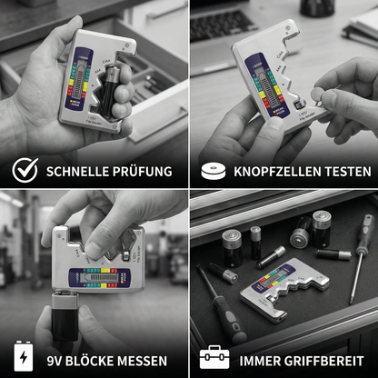 Digitaler Batterie-Tester mit LCD-Display – Kapazitätsprüfer für AA, AAA, C, D, 9V & Knopfzellen