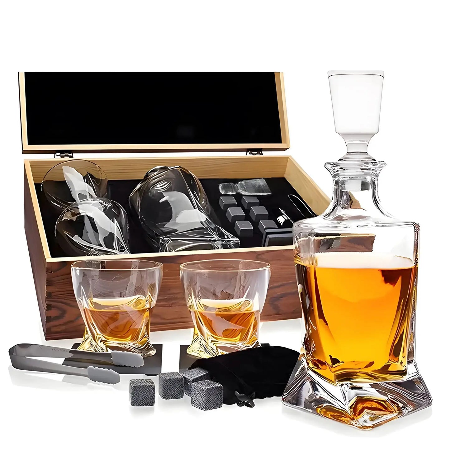 Exklusives Kristall-Whiskey-Set mit Karaffe und Bechern