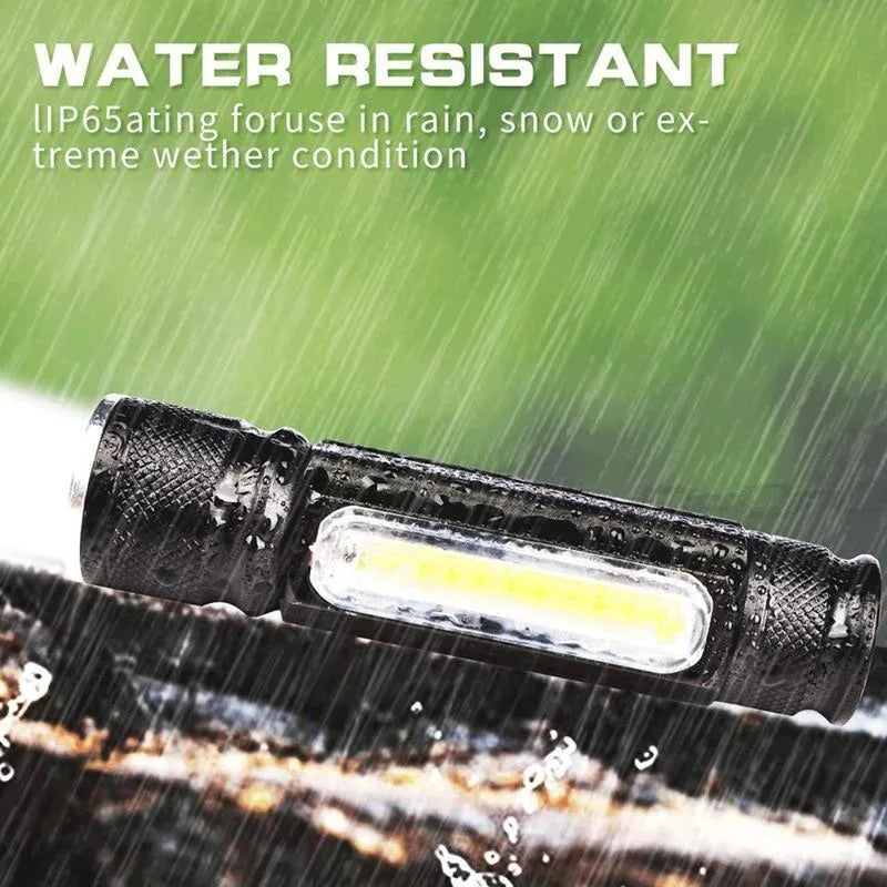 USB Wiederaufladbare Magnetische Taschenlampe – LED Notfalllampe mit Magnet und Trageband