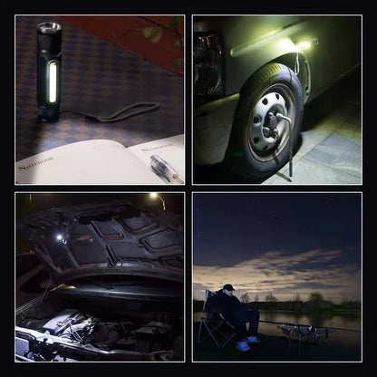 USB Wiederaufladbare Magnetische Taschenlampe – LED Notfalllampe mit Magnet und Trageband