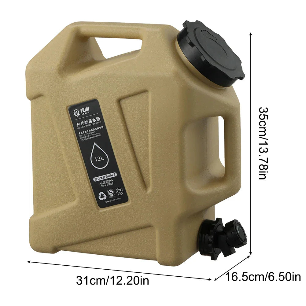 Tragbarer 12L Wasserbehälter mit Auslaufhahn – Robuster Kanister für Outdoor und Camping