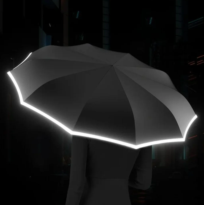 Sturmsicherer Regenschirm mit reflektierender Kante