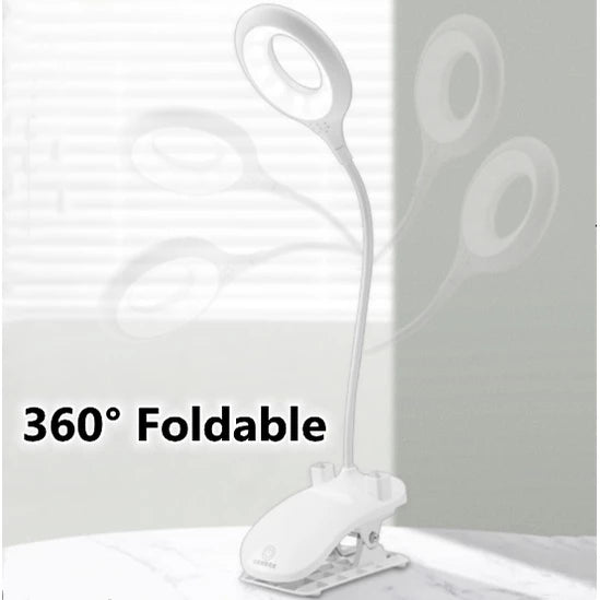 Wiederaufladbare LED Tischlampe mit Clip – Einstellbare Schreibtischleuchte für Homeoffice und Studium
