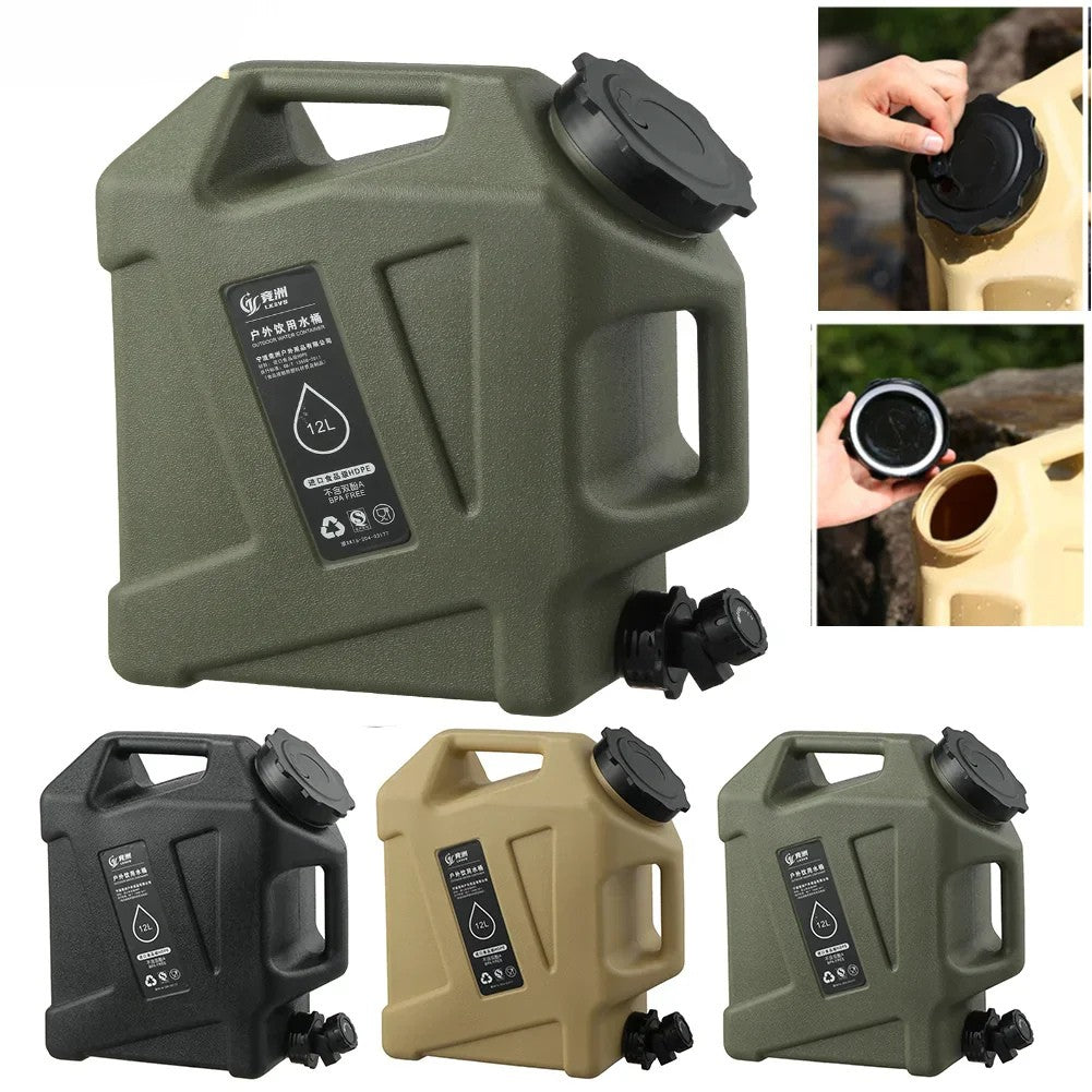 Tragbarer 12L Wasserbehälter mit Auslaufhahn – Robuster Kanister für Outdoor und Camping