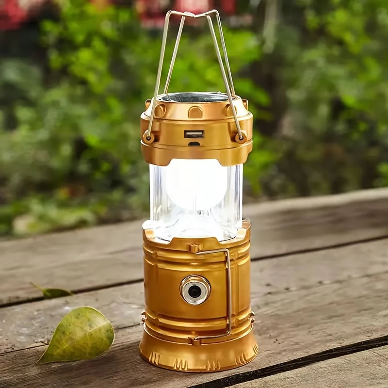 Solar Campinglampe mit USB-Aufladung – Tragbare LED-Laterne für Outdoor-Aktivitäten und Notfälle