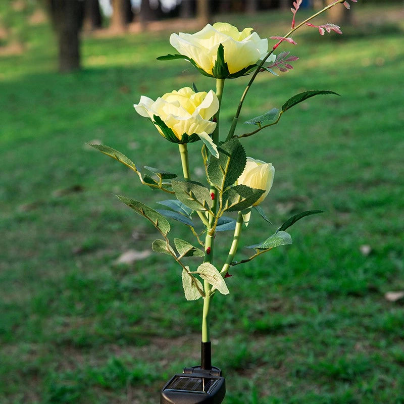 Solarbetriebene Rosen-Lichter – Gartenstecker mit Solarpanel für dekorative Beleuchtung