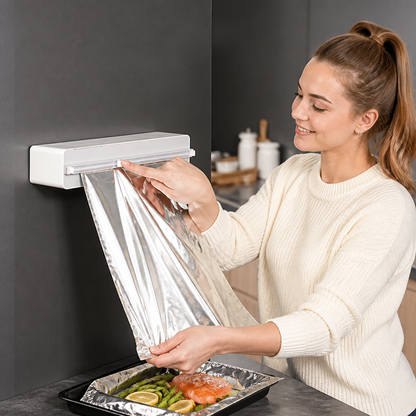 Magnetischer Wandspender für Alufolie und Frischhaltefolie mit Sicherheitsschneider