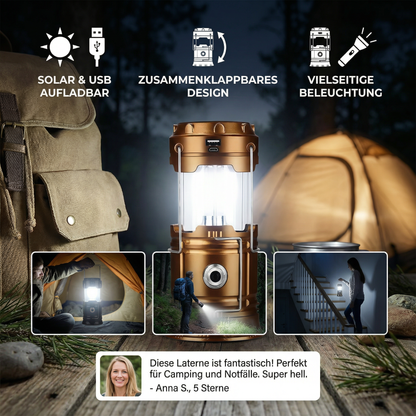 Solar Camping Laterne zusammen klappbar LED Solar USB wiederauf ladbare Laterne Taschenlampe