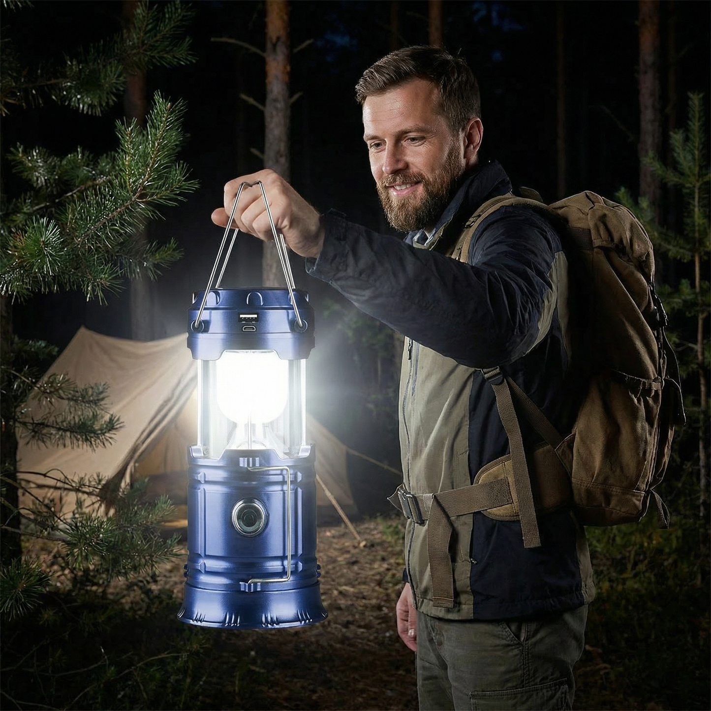 Solar Camping Laterne zusammen klappbar LED Solar USB wiederauf ladbare Laterne Taschenlampe