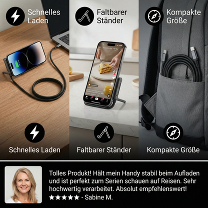 2in1 Faltbares Schnell Ladekabel und Telefon Ständer