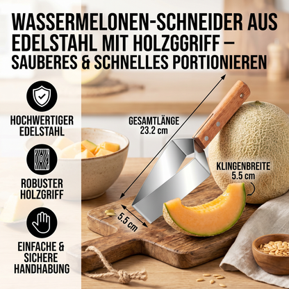 Wassermelonen-Schneider aus Edelstahl mit Holzgriff – Sauberes & schnelles Portionieren