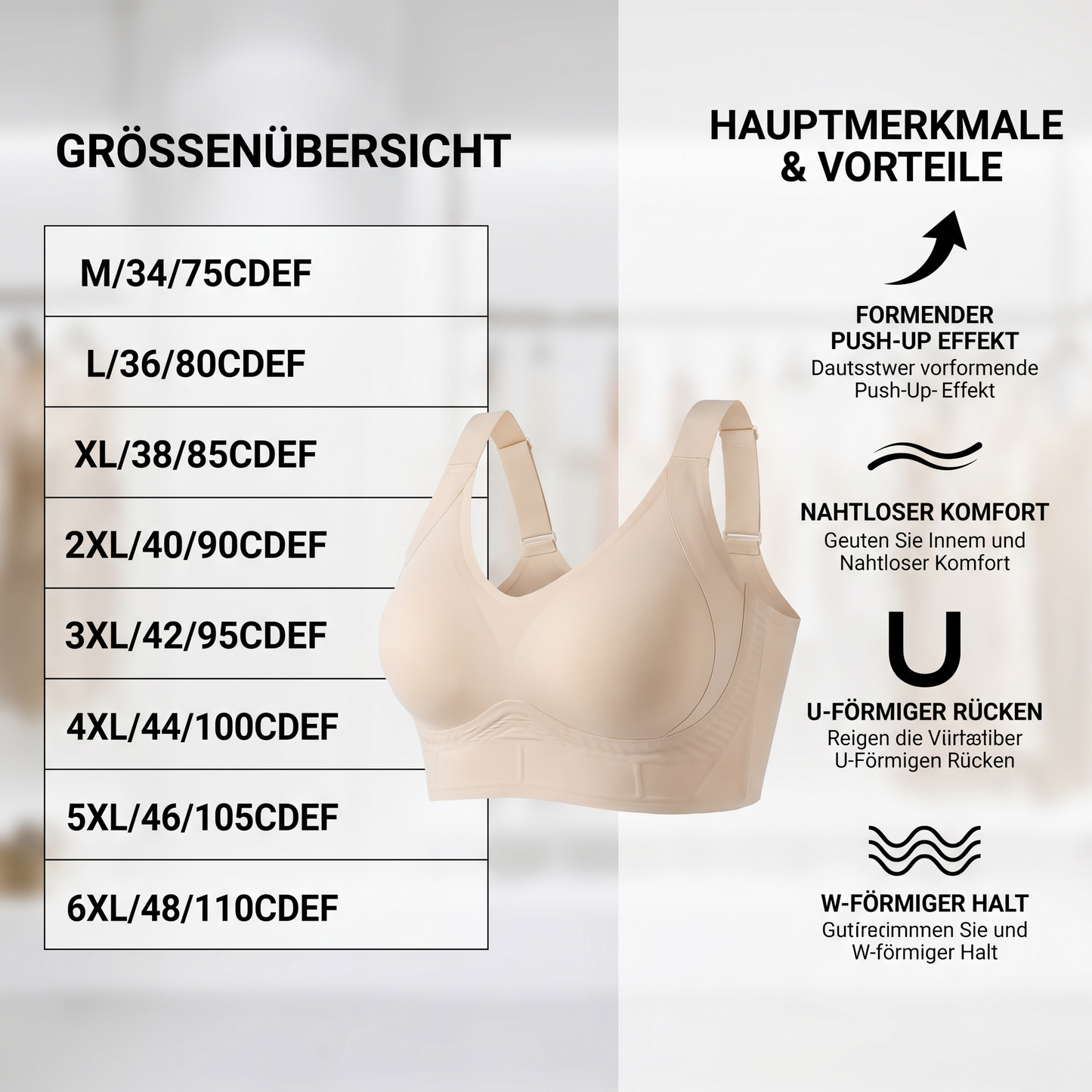 Nahtloser Komfort-BH – Formender Push-up BH für große Größen