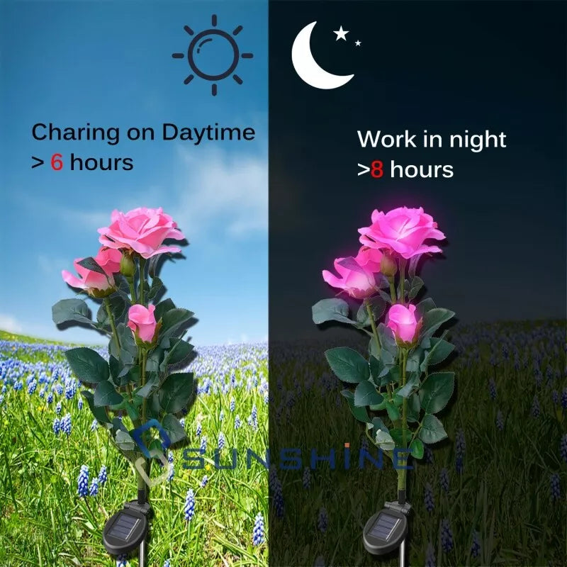 Solarbetriebene Rosen-Lichter – Gartenstecker mit Solarpanel für dekorative Beleuchtung