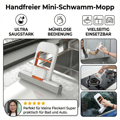 Handfreier Mini-Schwamm-Mopp – Saugstarker Allzweck-Reinigungsmopp für Küche, Bad & Auto