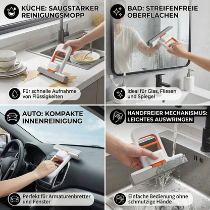 Handfreier Mini-Schwamm-Mopp – Saugstarker Allzweck-Reinigungsmopp für Küche, Bad & Auto
