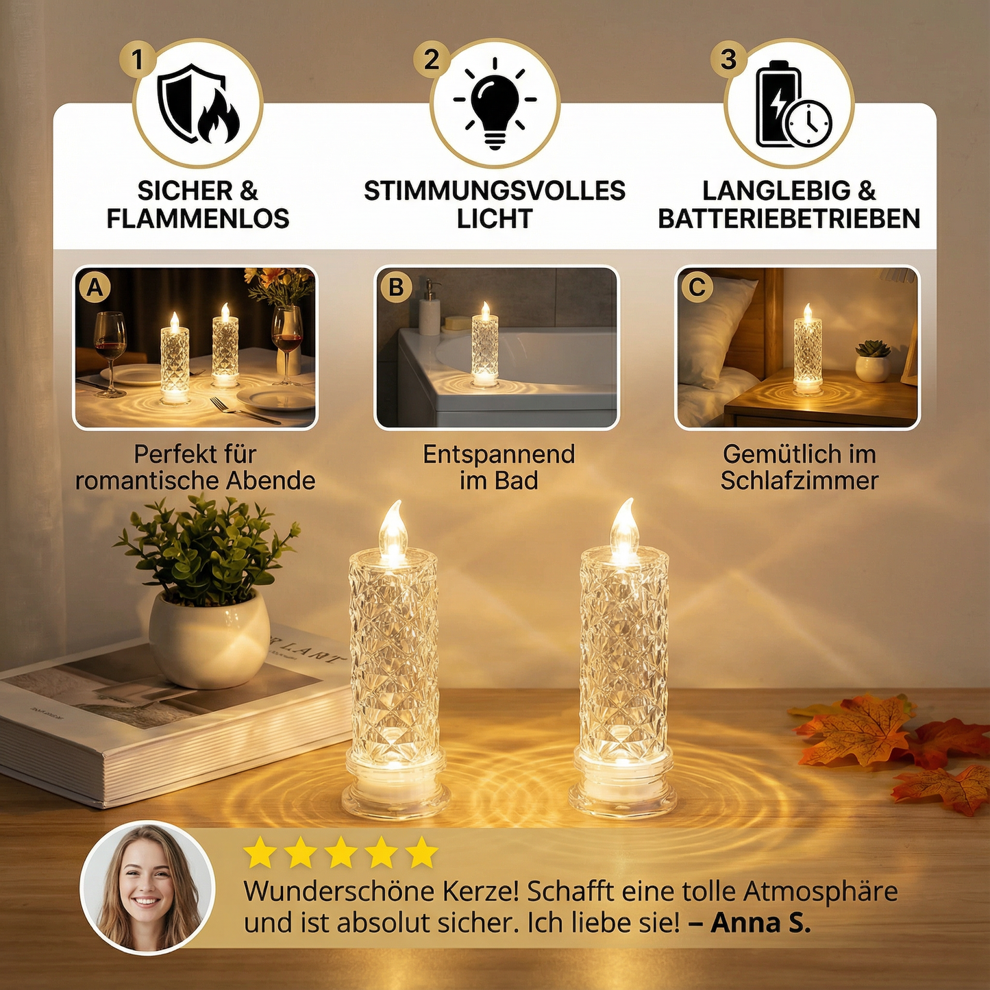 LED Kristall Kerzen Licht