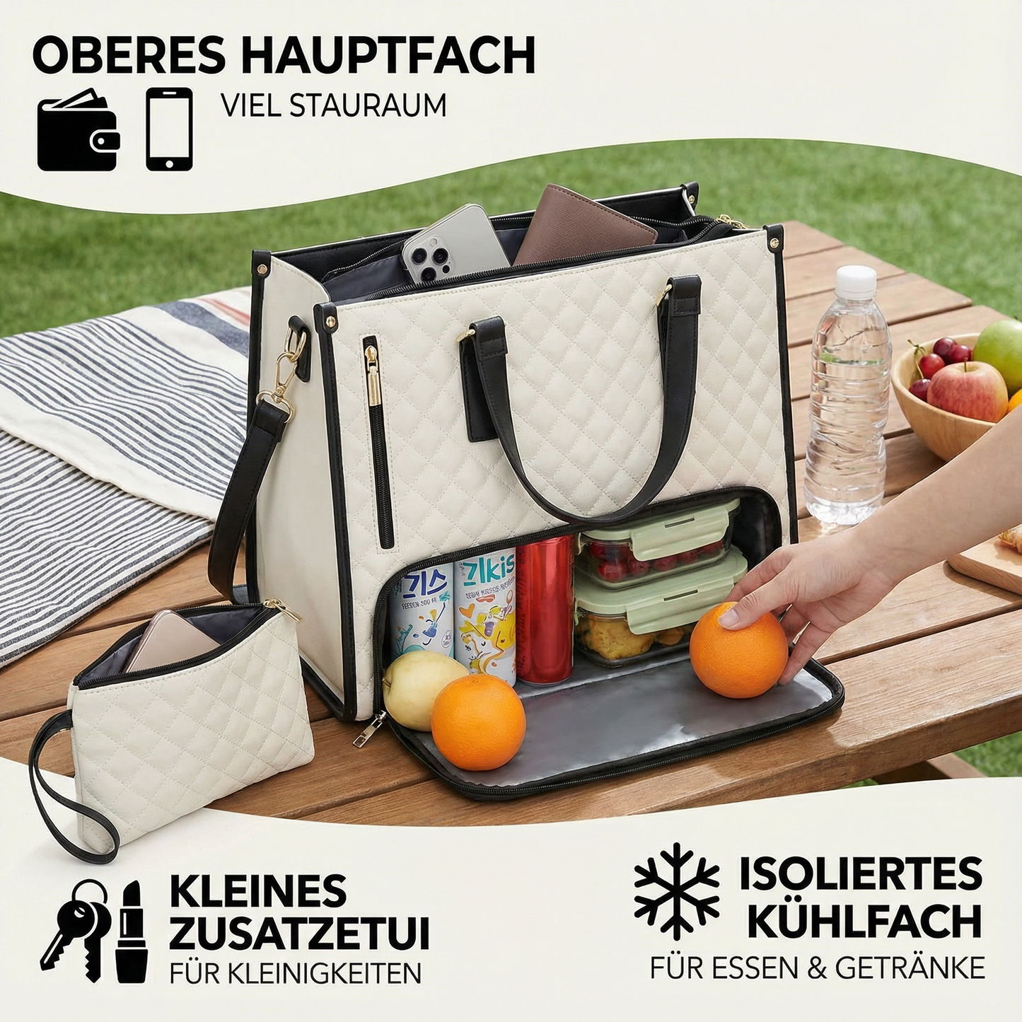 All in One Frauen Handtasche mit Integriertem Kühlfach