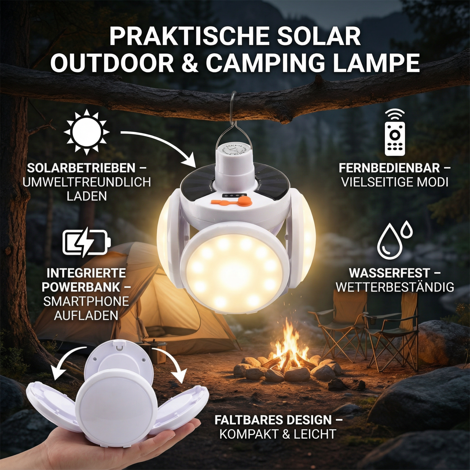 Praktische Solar Outdoor und Camping Lampe – Heim Trend