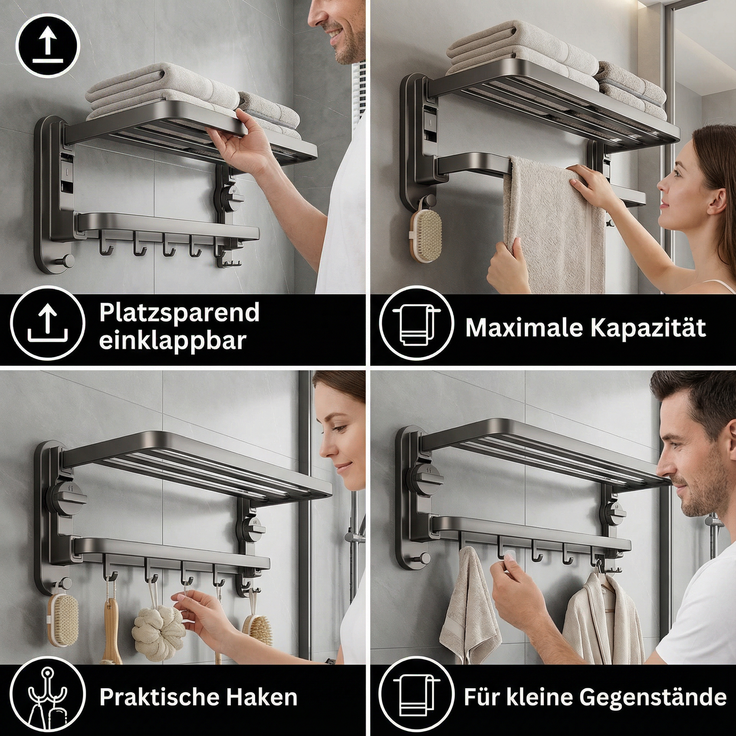 Klappbarer Saugnapf Handtuch Halter