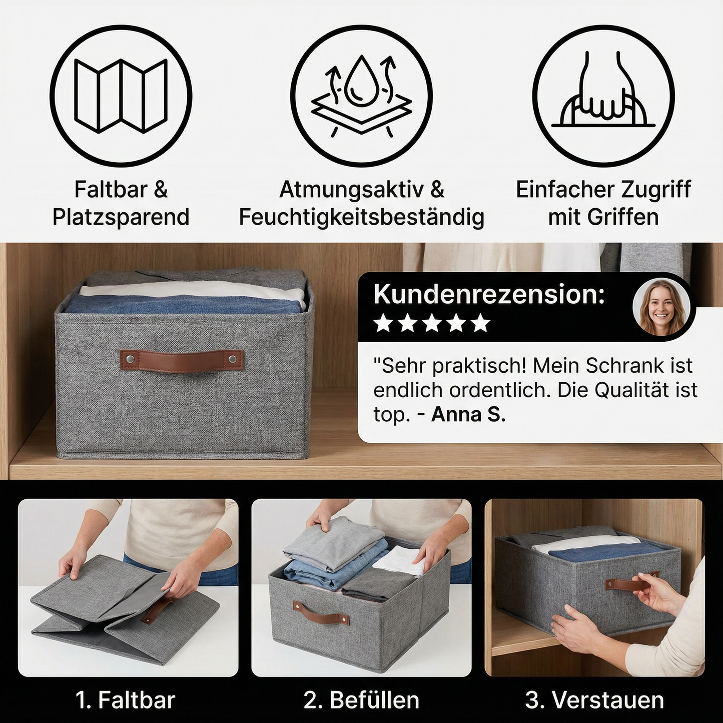 Faltbare Kleider Organisationshilfe Box mit Griffen