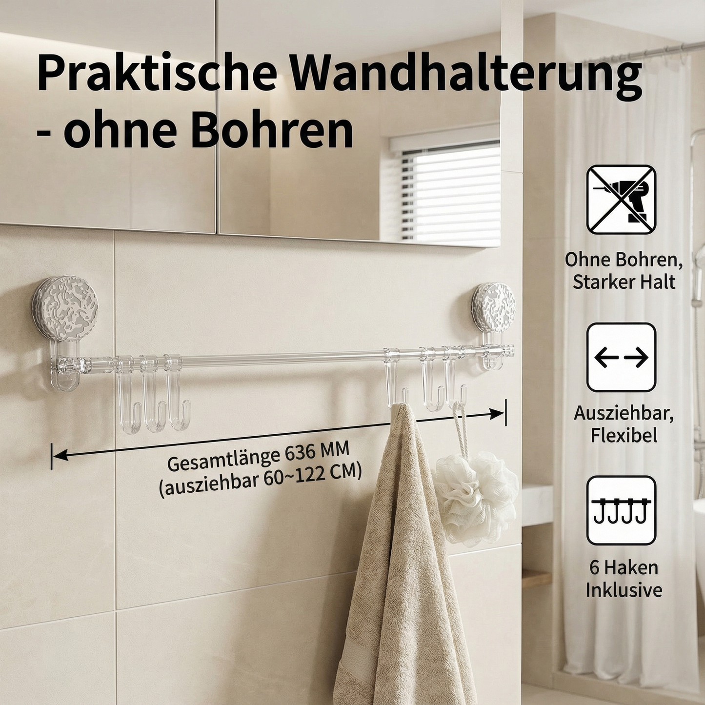 Praktische Wandhalterung - ohne Bohren