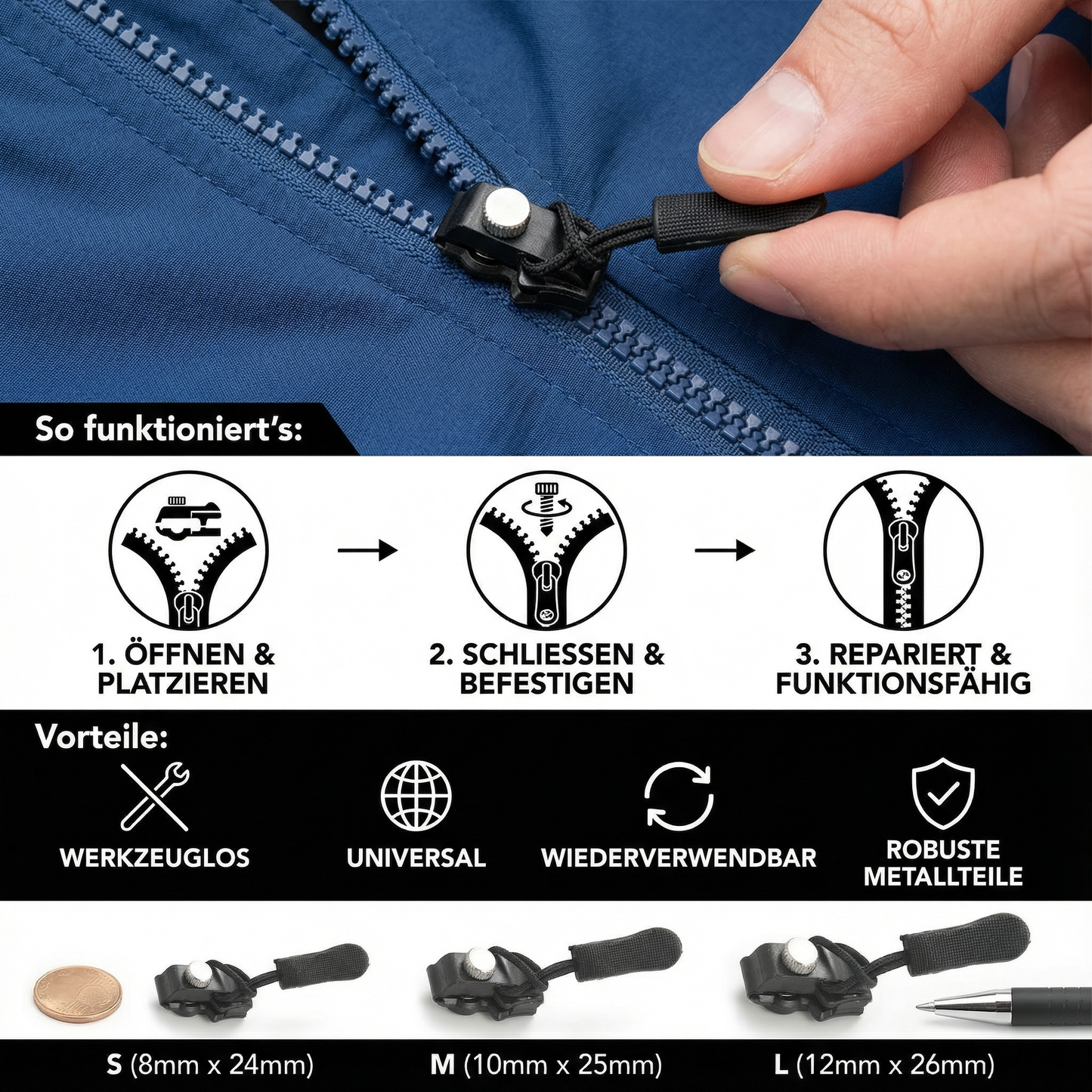 Reißverschluss Reperatur Kit 6er Pack