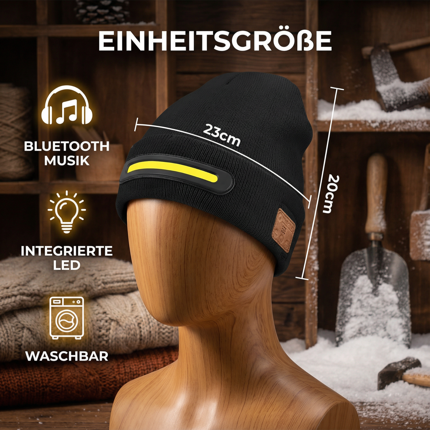 Warme Mütze mit Integrierten Bluetooth Kopfhörer und LED Licht Streifen