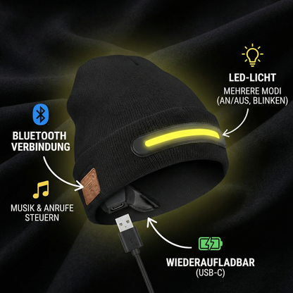 Warme Mütze mit Integrierten Bluetooth Kopfhörer und LED Licht Streifen