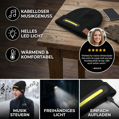 Warme Mütze mit Integrierten Bluetooth Kopfhörer und LED Licht Streifen