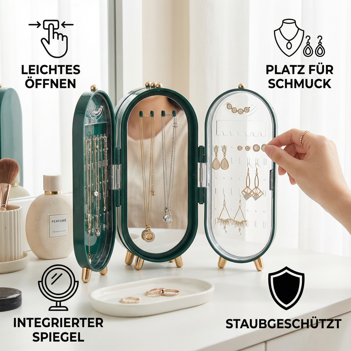 Elegante Schmuckaufbewahrungsbox mit Spiegel