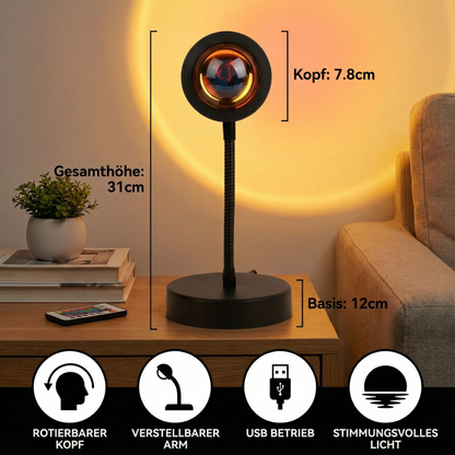 Sunset Projektorlampe – 180° verstellbares Stimmungslicht mit Fernbedienung